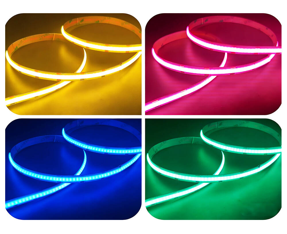 RGB LED strip displaying red, green and blue colors