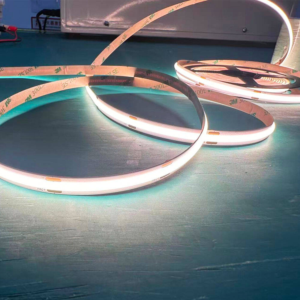 Single color CSP LED strip illuminated in white